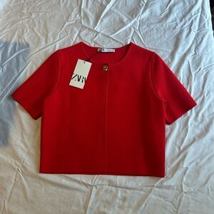 Zara Red Short Sleeve Cardigan
